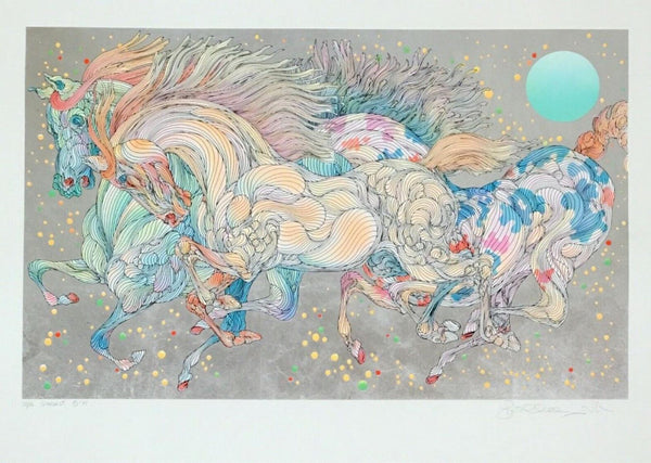 Guillaume Azoulay- Serigraph on paper with hand laid silver leaf  "STARDUST"