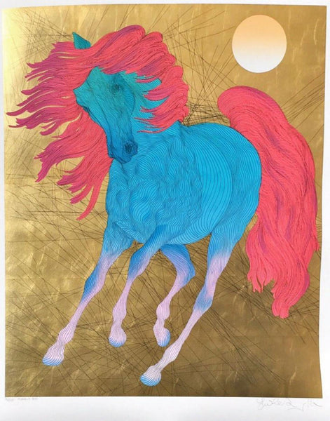 Guillaume Azoulay- Serigraph on paper with hand laid gold leaf "MONARQUE"